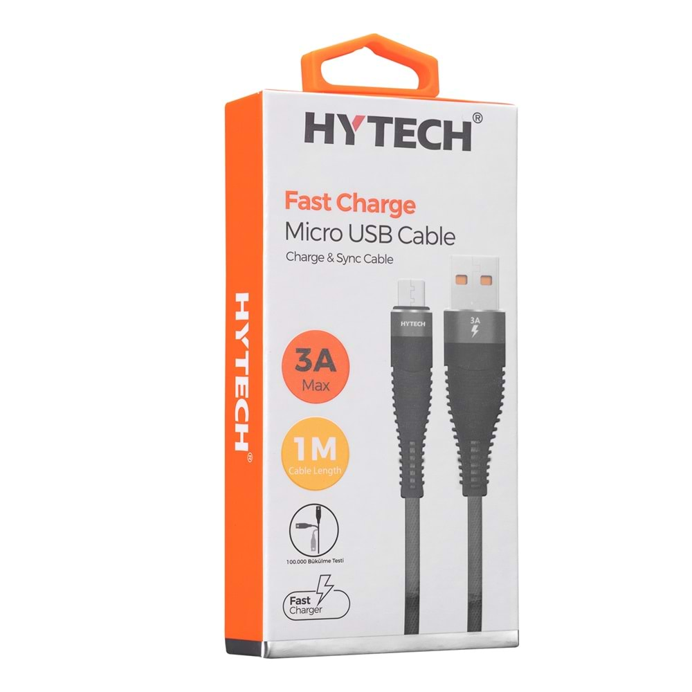 Hytech HY-X225 3A Micro Usb 1m Gri Data + Sarj Kablosu