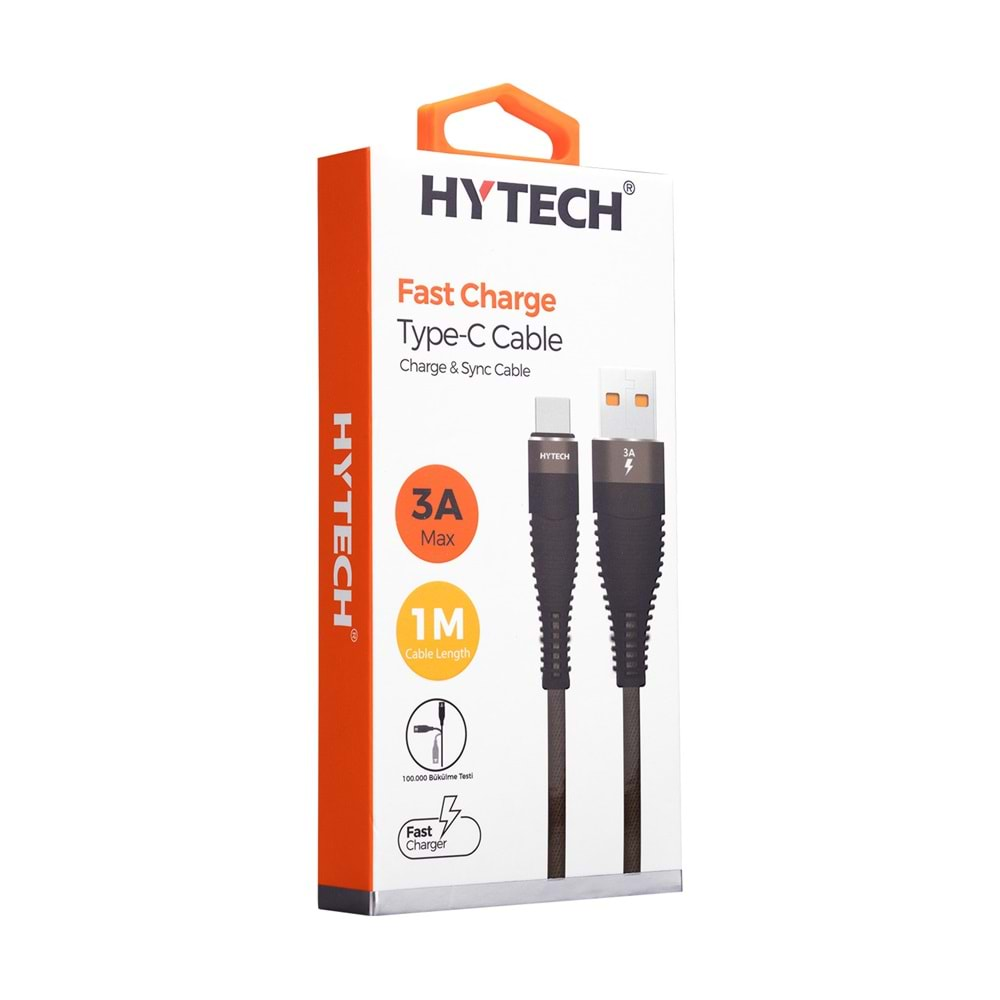 Hytech HY-X425 3A Type-C 1m Gri Data + Şarj Kablosu