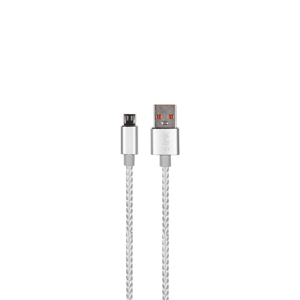 S-link SL-STM10S 3A Micro USB Metal Gümüş Data+Şarj Kablosu