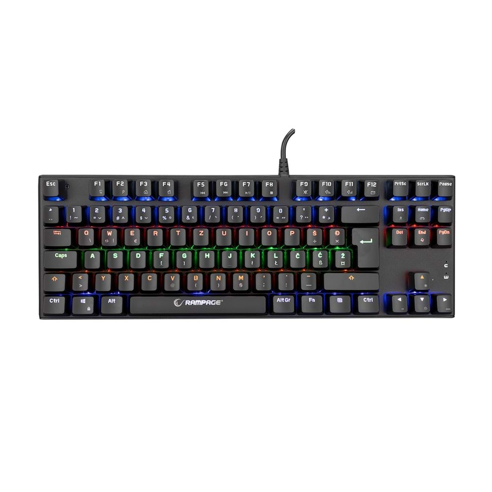 Rampage KB-R17 Raptor Black USB 6 Color Blue Switch LC Layout Gaming Mechanical Keyboard