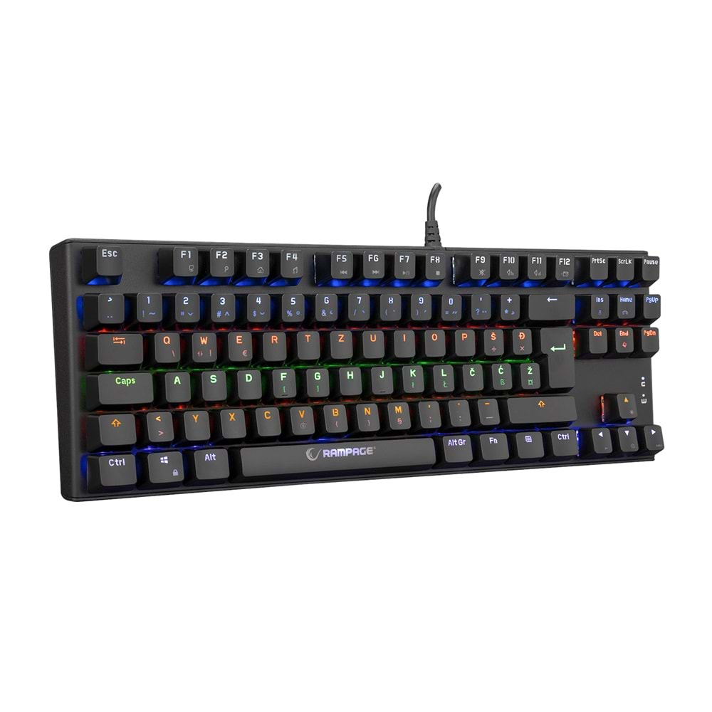 Rampage KB-R17 Raptor Black USB 6 Color Blue Switch LC Layout Gaming Mechanical Keyboard