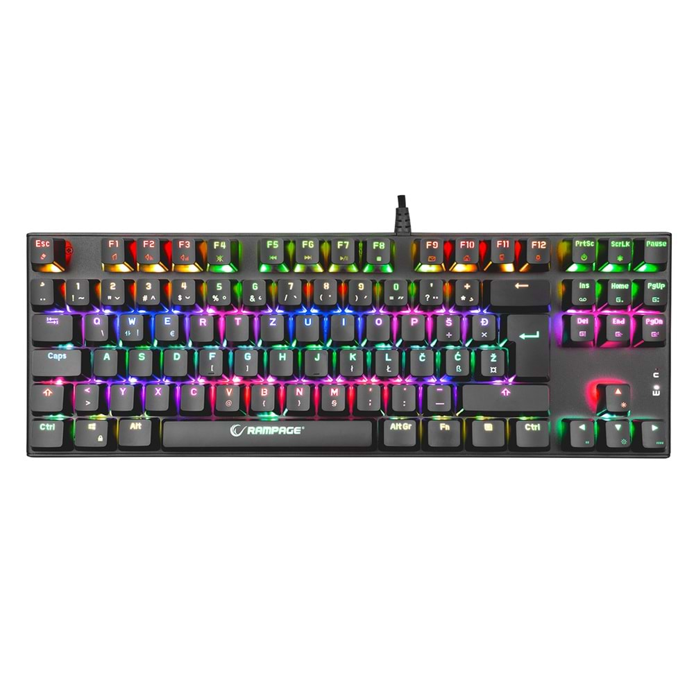 Rampage KB-R17 Raptor Black USB Full RGB Led Blue Switch LC Layout Gaming Mechanical Keyboard