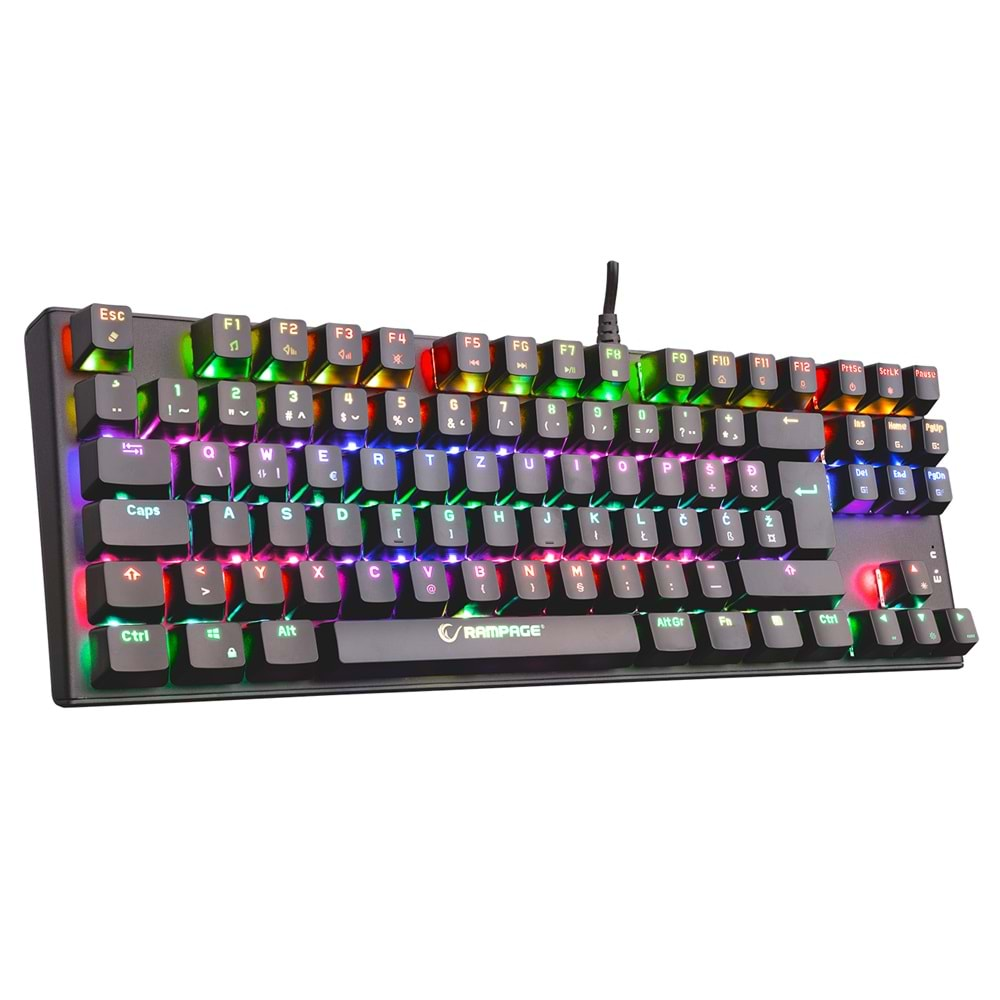 Rampage KB-R17 Raptor Black USB Full RGB Led Blue Switch LC Layout Gaming Mechanical Keyboard