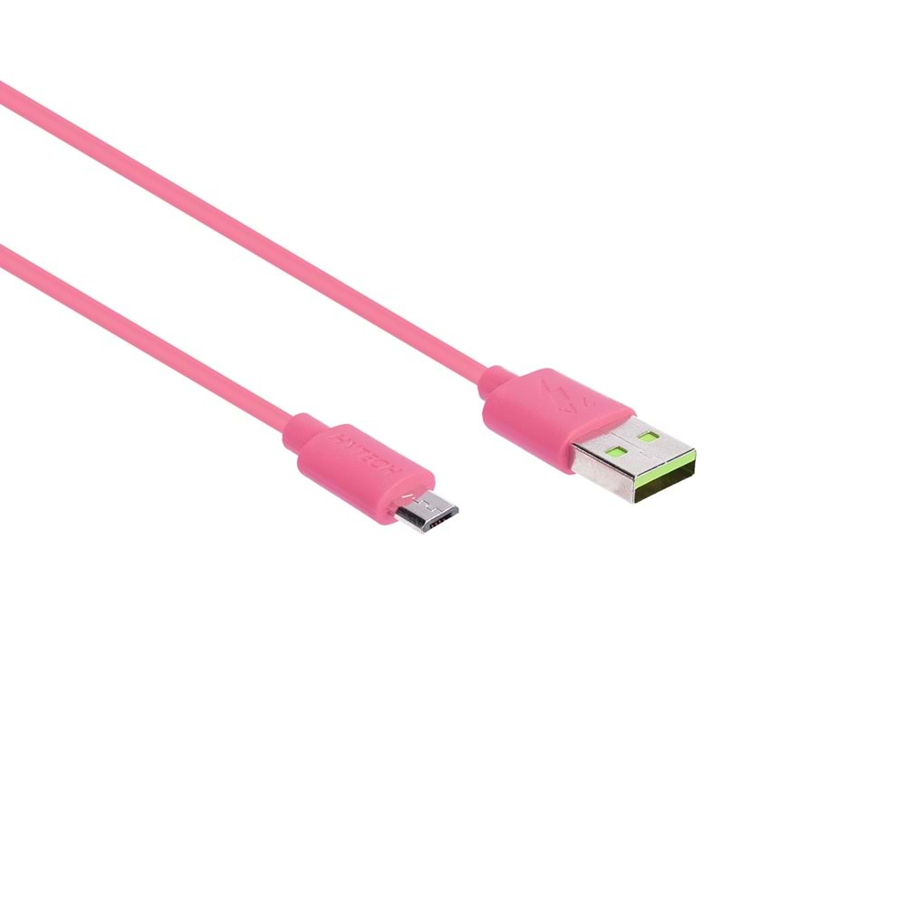 Hytech HY-X81 1m 2A Micro Usb Pembe Şarj Kablosu Poşetli