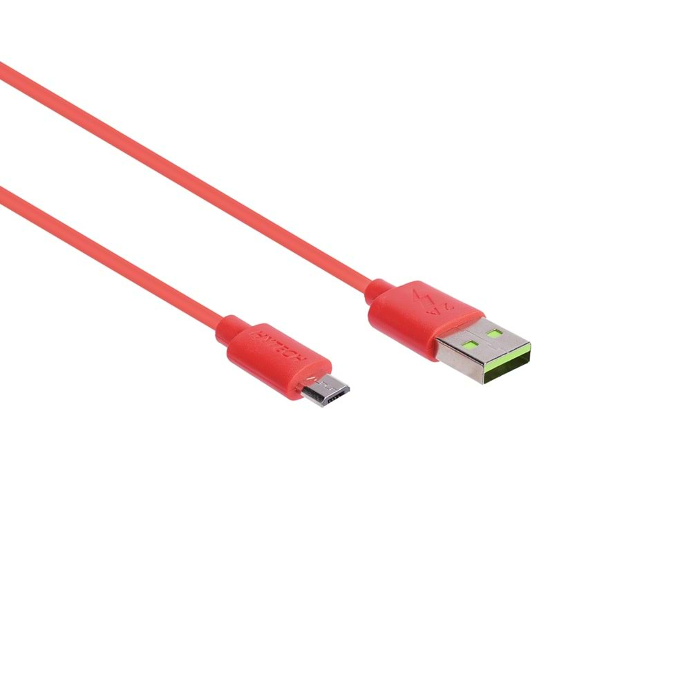 Hytech HY-X81 1m 2A Micro Usb Kırmızı Şarj Kablosu Poşetli