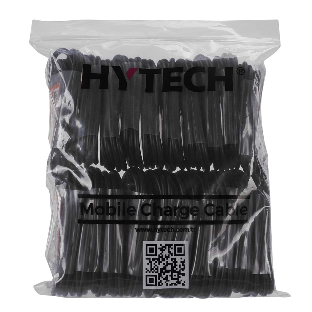 Hytech HY-X93 1m 2.A iPhone Lightning 20 li Poşetli Siyah Şarj Kablosu