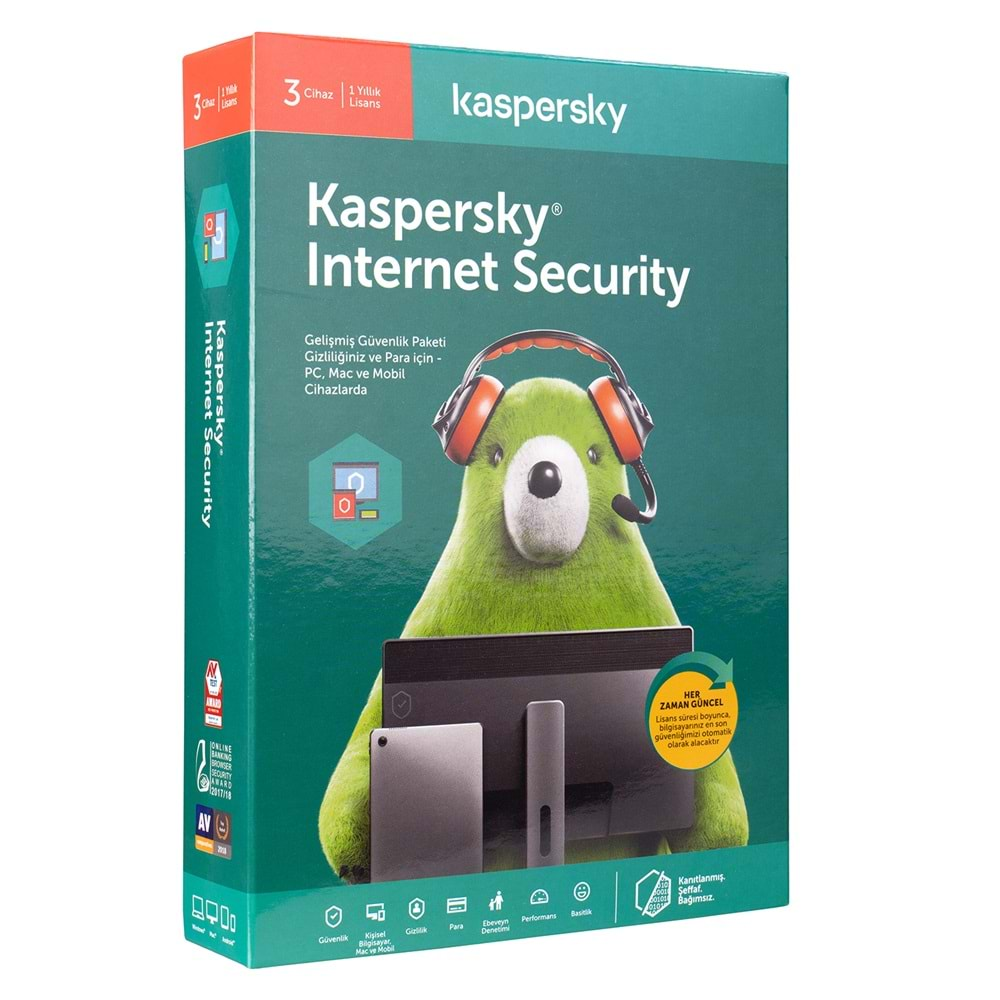 Kaspersky KL1939YUCFS Internet Security - Multi-Device (3 Kullanıcı-1 Yıl)