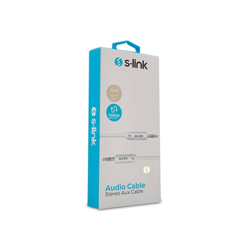 S-link SL-SP70 1m Beyaz 3.5mm Stereo Ses Kablosu