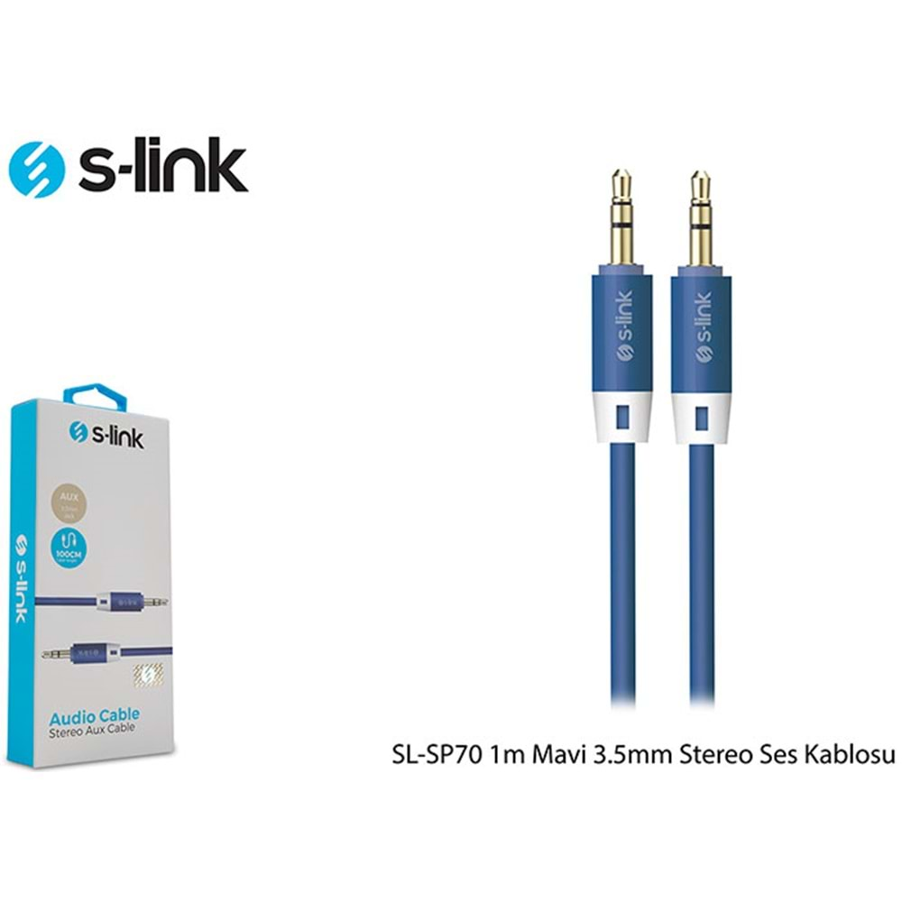 S-link SL-SP70 1m Mavi 3.5mm Stereo Ses Kablosu