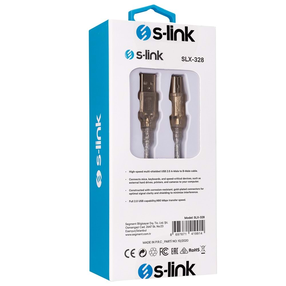 S-link SLX-328 Usb2.0 3m Yazıcı Kablosu