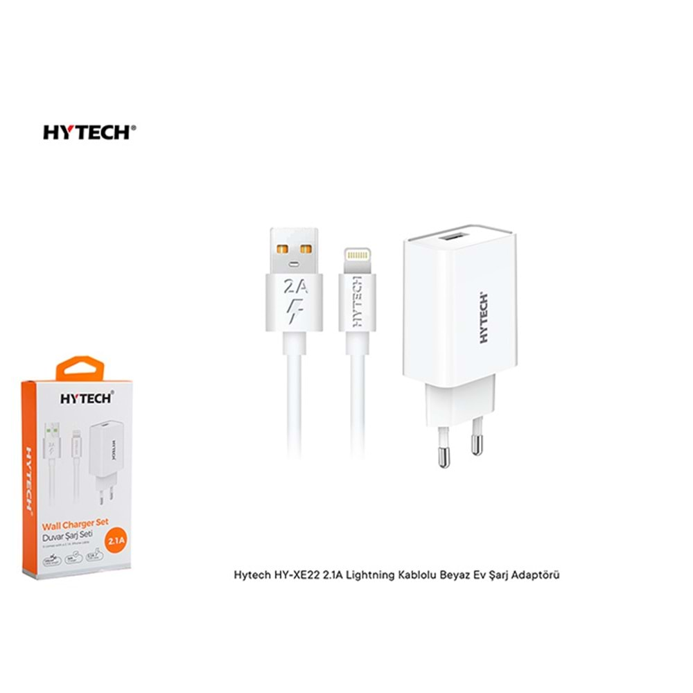 Hytech HY-XE22 2.1A Lightning Kablolu Beyaz Ev Şarj Adaptörü