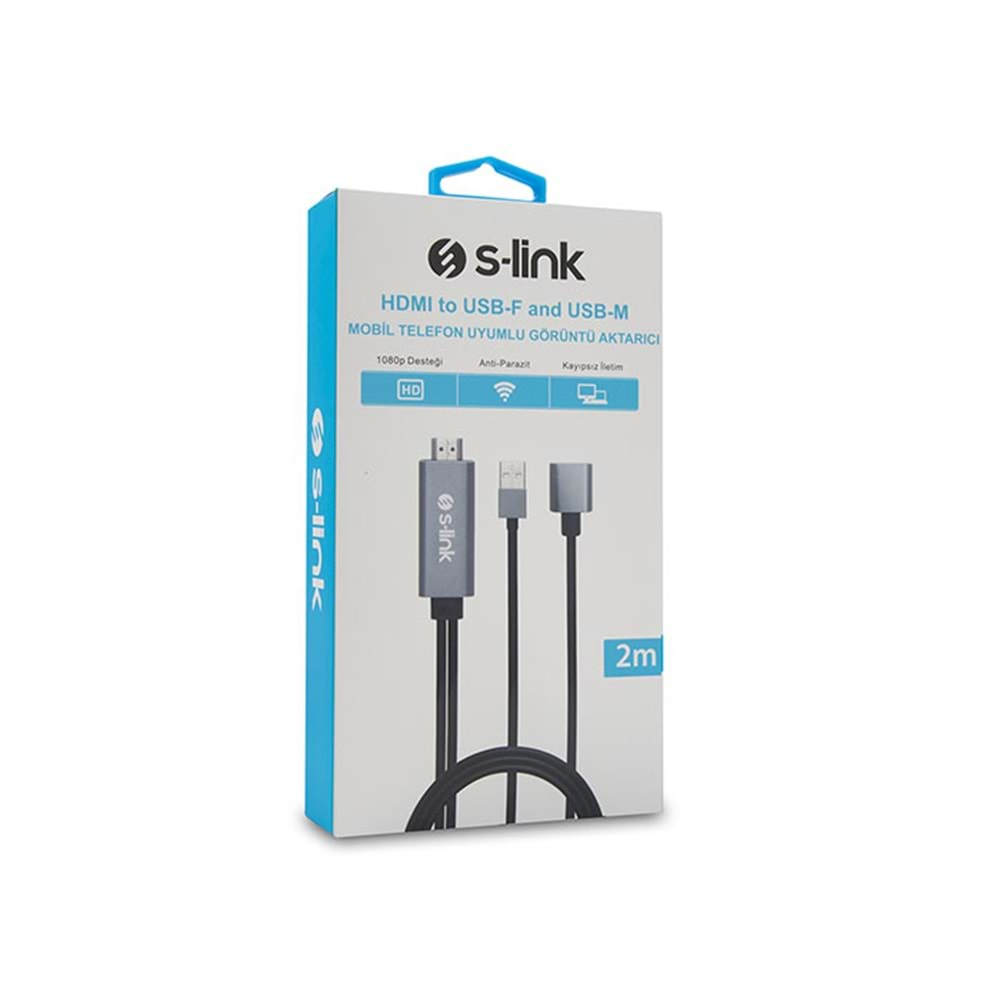 S-link SL-IPH25 HDMI to USB-F 2m Mobil Telefon Uyumlu Görüntü Aktarıcı Kablo