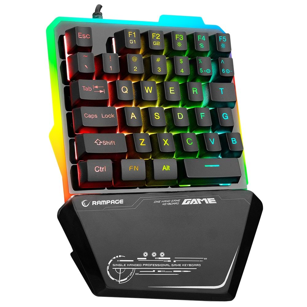 Rampage KB-R24 X-MINI RGB Zemin Aydınlatmalı Metal Taban Gövdeli Mini Gaming Oyuncu Klavyesi