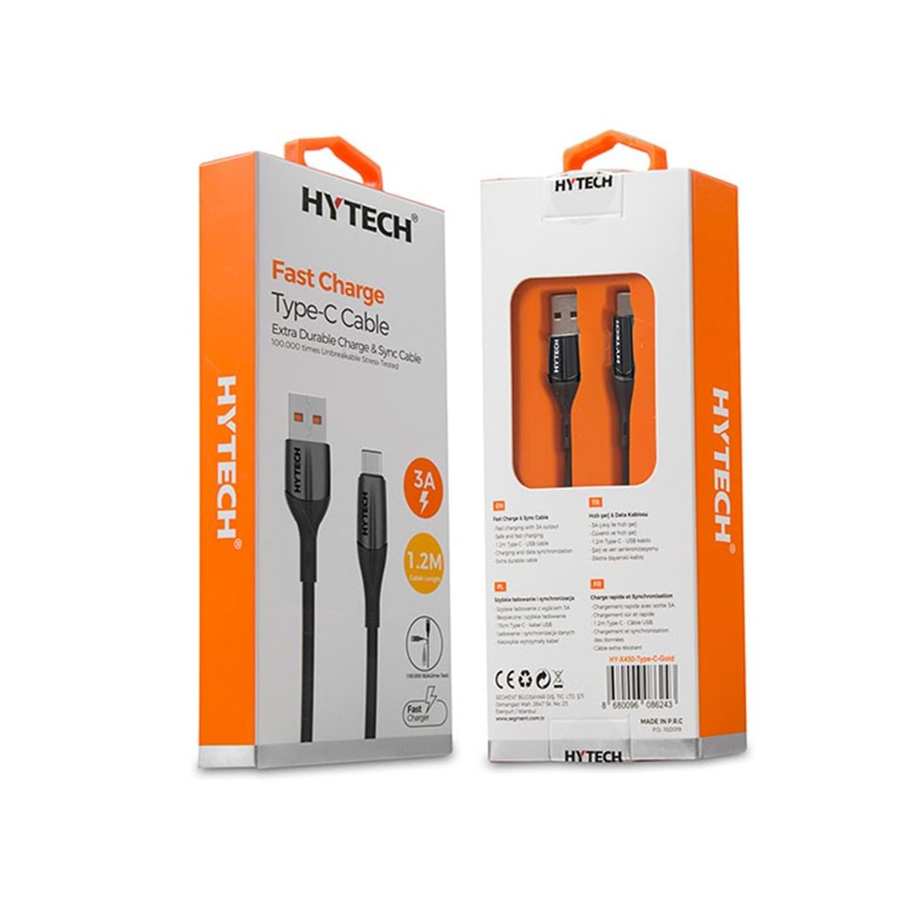 Hytech HY-X350 3A iPhone Lightning 1,2m Siyah Şarj Kablosu