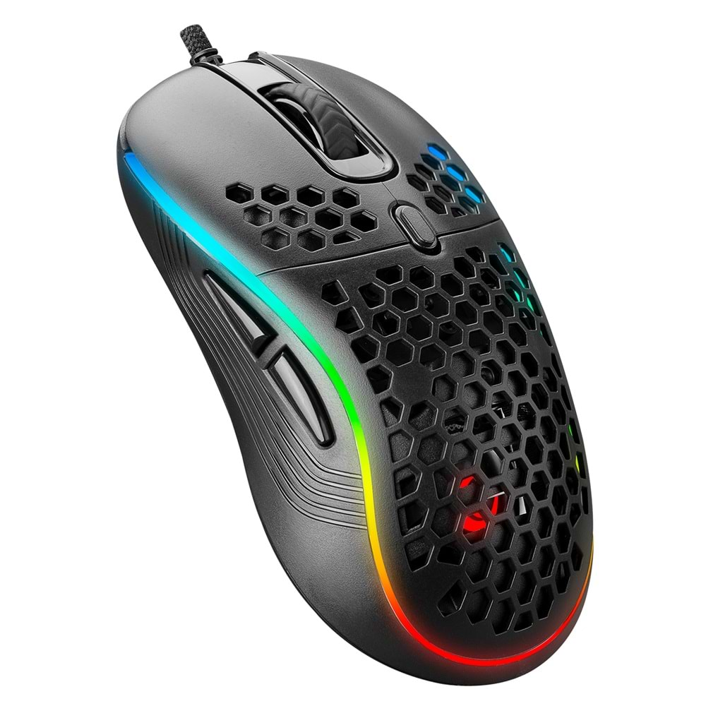 Rampage SMX-R85 GENTLE 12800dpi Siyah RGB Ledli Süper Hafif Makrolu Gaming Oyuncu Mouse