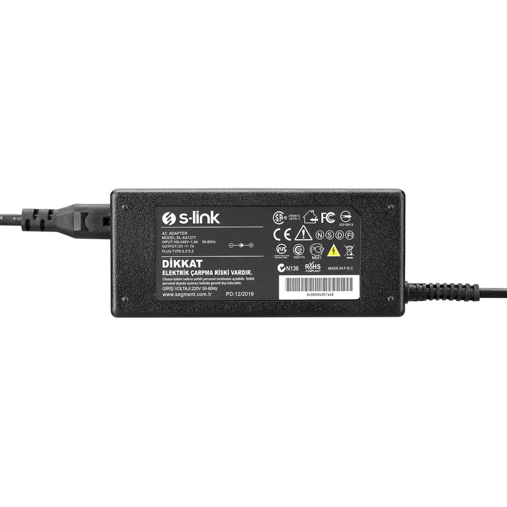 S-link SL-KA1277 12V 7A - 5.5*2.5 Plastik Adaptör