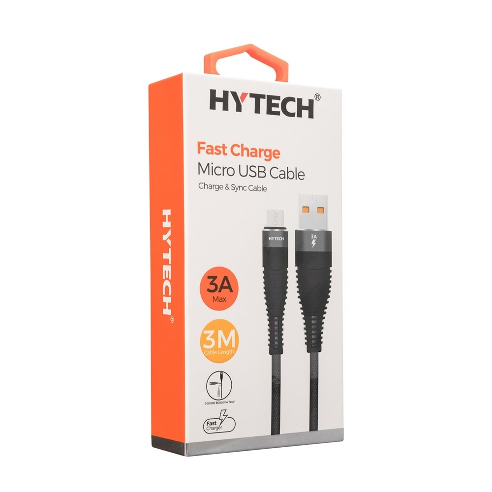 Hytech HY-X2253M 3A Micro Usb 3m Gri Data + Sarj Kablosu