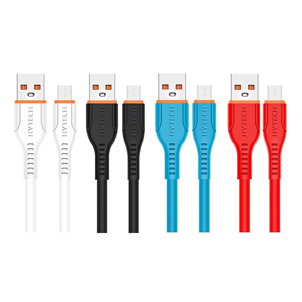 Hytech HY-X260 2.4A Micro Usb 20li Kutu 6*Beyaz 6*Siyah 4*Kırmızı 4*Mavi Şarj Kablosu