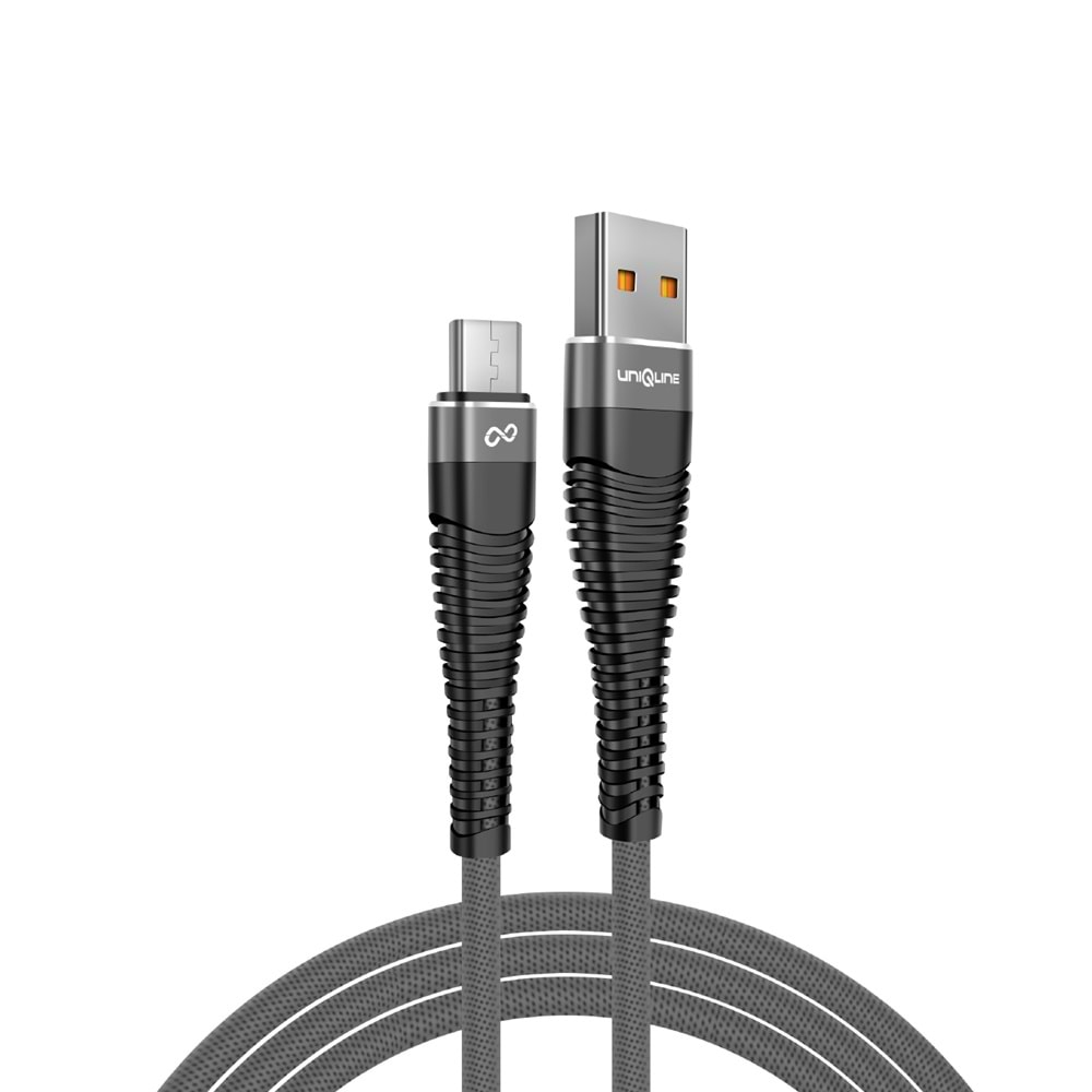 Uniqline UN-KA125 3A Micro Usb 1m Gri Data + Sarj Kablosu