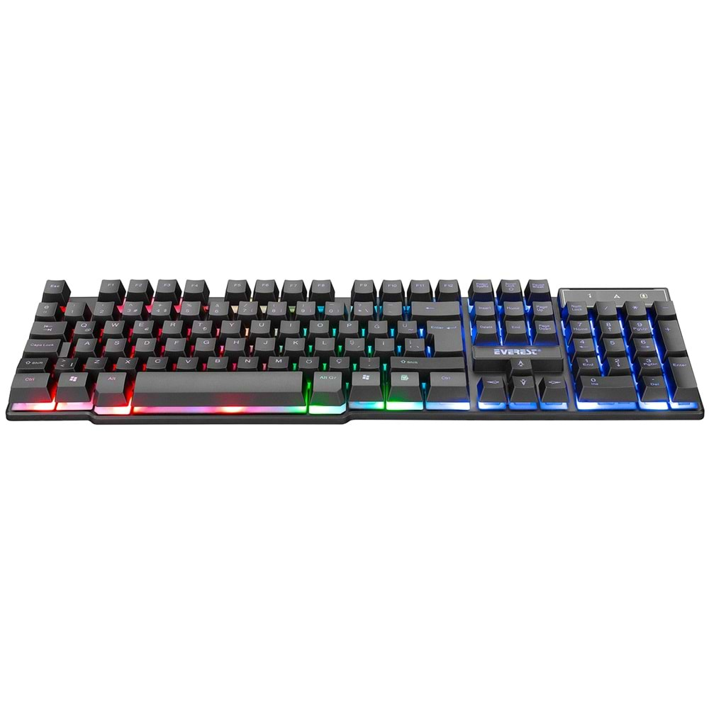 Everest KB-188 Borealis Siyah USB Gökkuşağı Aydınlatmalı Q Gaming Oyuncu Klavyesi