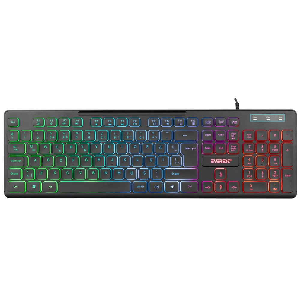 Everest KB-120 Sleek Siyah USB Gökkuşağı Aydınlatmalı Q Gaming Oyuncu Klavyesi