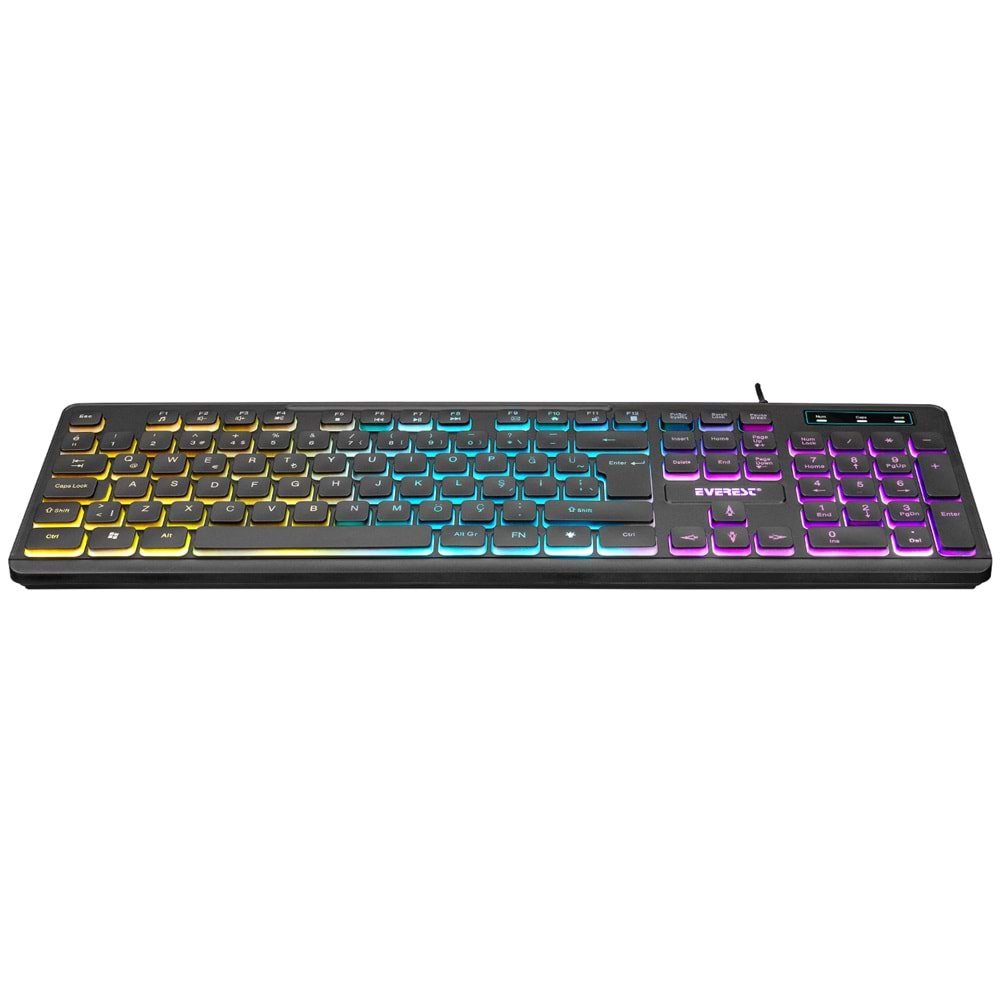 Everest KB-120 Sleek Siyah USB Gökkuşağı Aydınlatmalı Q Gaming Oyuncu Klavyesi