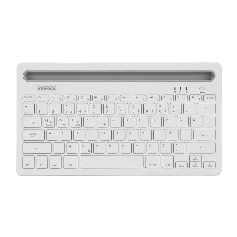 Everest KB-BT82 Beyaz/Gümüş Bluetooth Ultra İnce+Şarjlı Q Mac/Win/Android/Ios Uyumlu Kablosuz klavye