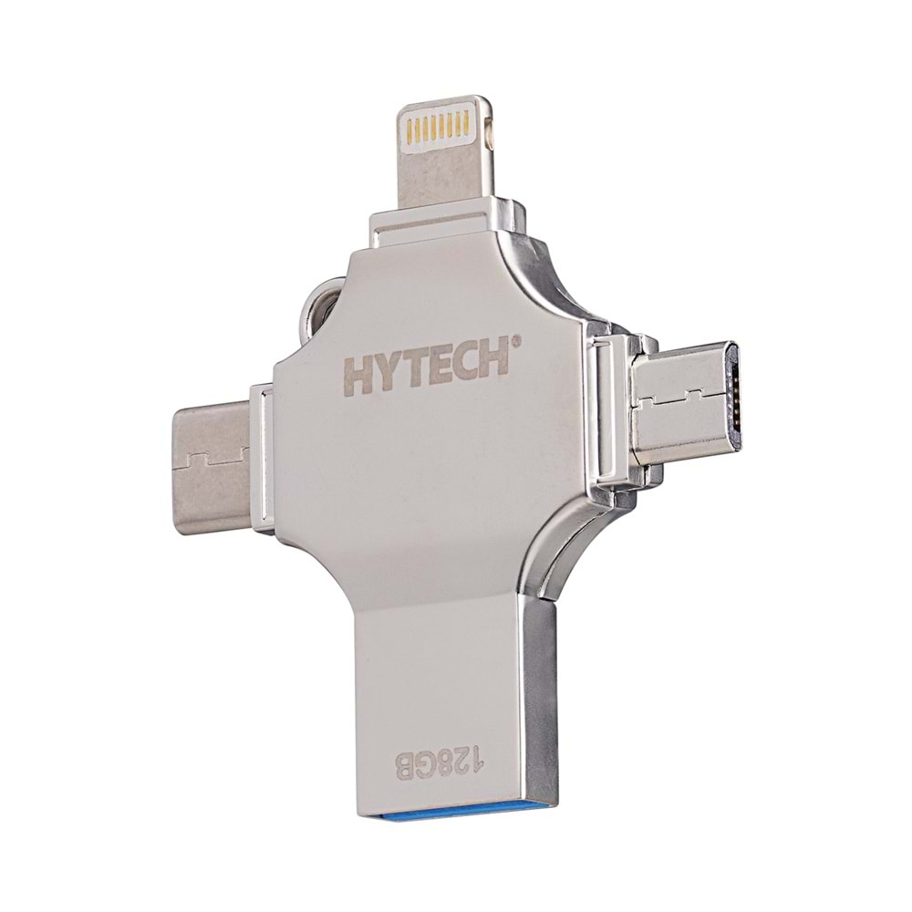 HYTECH HY-XUFO31-128 128 GB USB 3.0 + Lightning +micro + TypeC OTG Flash Bellek