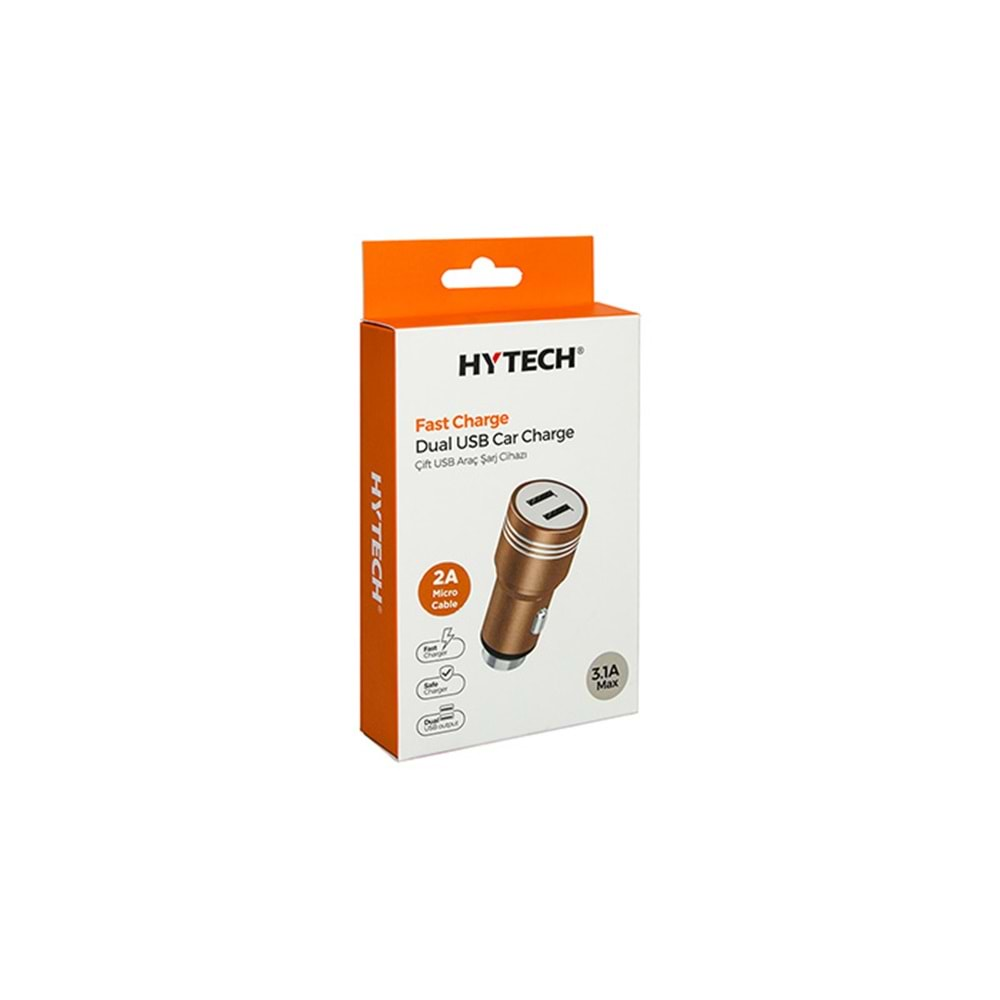 Hytech HY-X68M 3.1A Micro Kablolu 2 USB Karışık Renk Metal Araç Şarj Cihazı