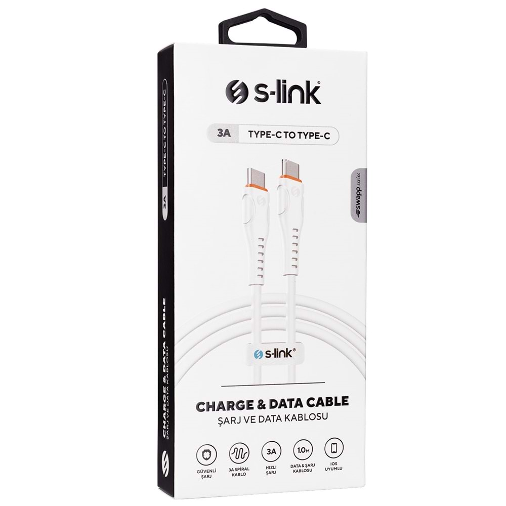 S-link SW-C130 1m 60W TypeC to TypeC Hızlı Data + Sarj Kablosu