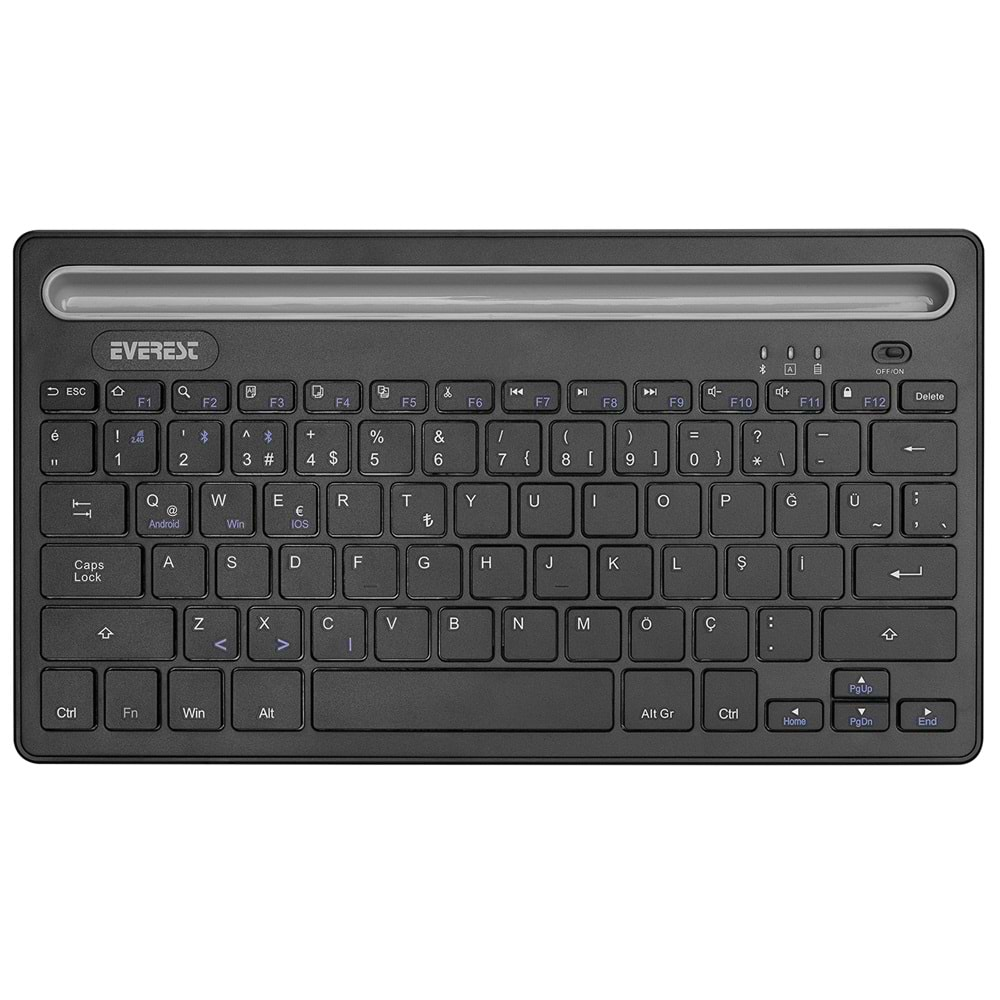 Everest KB-BT82 Siyah/Gümüş Bluetooth Ultra İnce+Şarjlı Q Mac/Win/Android/Ios Uyumlu Kablosuz klavye