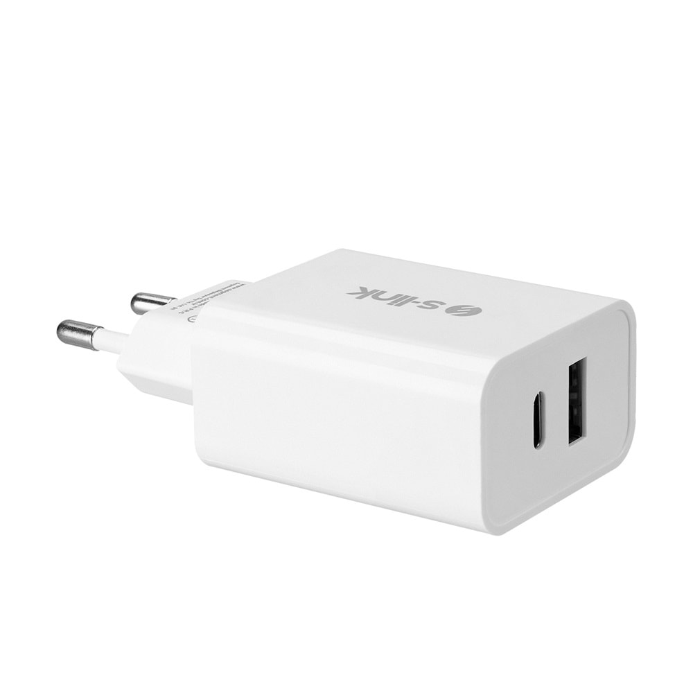 S-link SL-EC60 20W PD3.0/Quick Charge QC3.0 Type USB-C +USB A Hızlı Beyaz Ev Şarj Adaptör