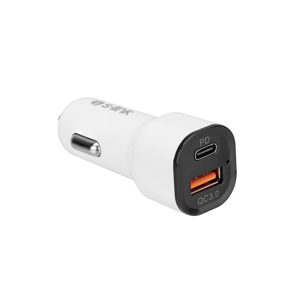 S-link SL-EC35PD 36W PD 3.0 Lightning PD Kablo 3.4A Hızlı Şarj PD 18W + USB QC3.0 Beyaz Araç Şarj Cihazı