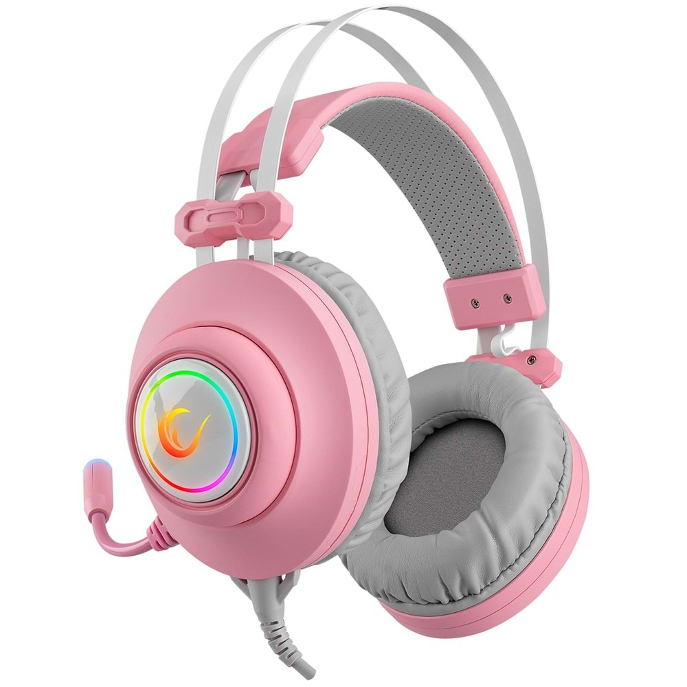 Rampage RM-K1 PULSAR Pembe Usb 7.1 Surround+Titreşim RGB Işık Efektli Gaming Oyuncu Mikrofonlu Kulaklık