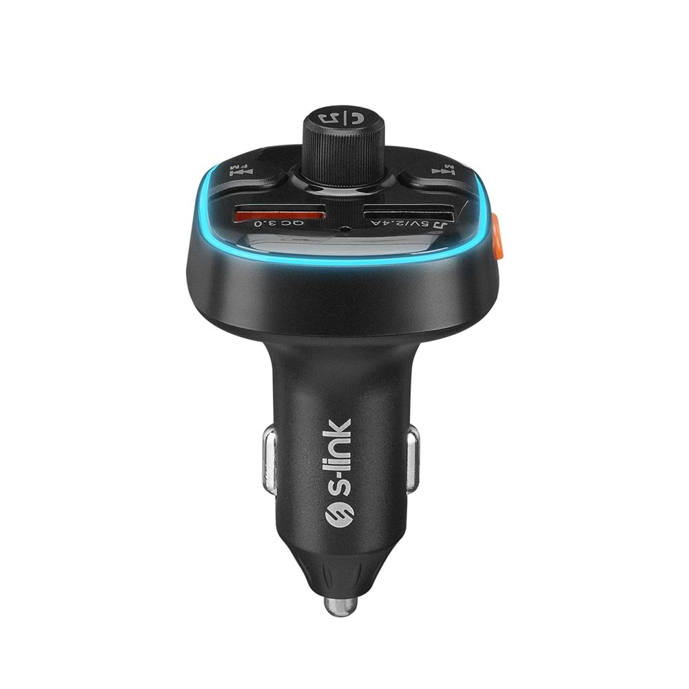 S-link SL-BT240 RGB Bluetooth V5.0 Led Ekran Tf Kartlı Çift USB Qualcomm QC3.0 Hızlı Şarjlı Fm Transitter