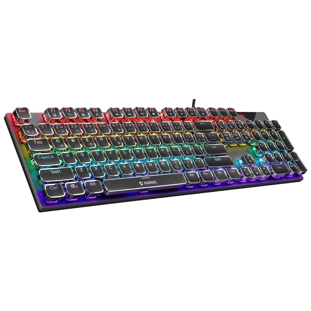 Everest KB-MK9 Gümüş USB Bilek Destekli Daktilo Tuşlu Mekanik Q Red Switch Gaming Oyuncu Klavyesi