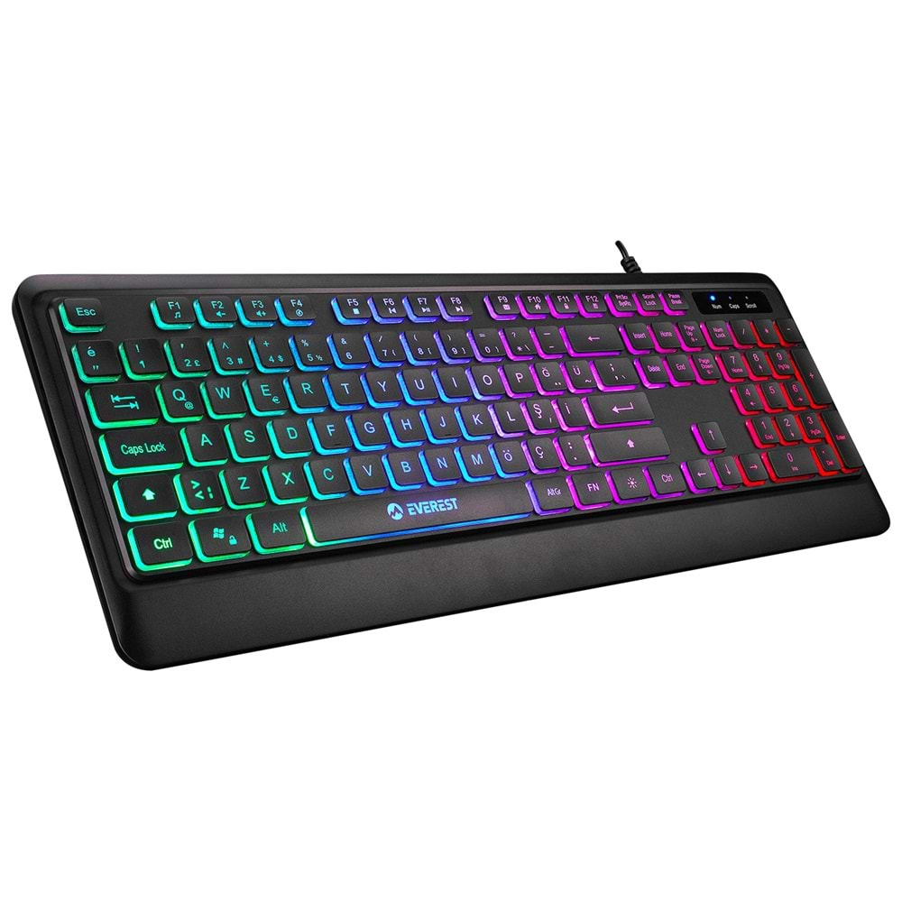 Everest KB-2025 Siyah USB Rainbow Backlight Membrane Gaming Oyuncu Klavye