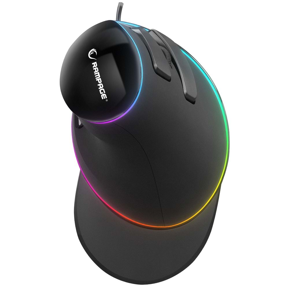 Rampage SMX-R618 TERRIFIC Siyah RGB Efektli 4000dpi 6 Tuşlu Ergonomik Mouse