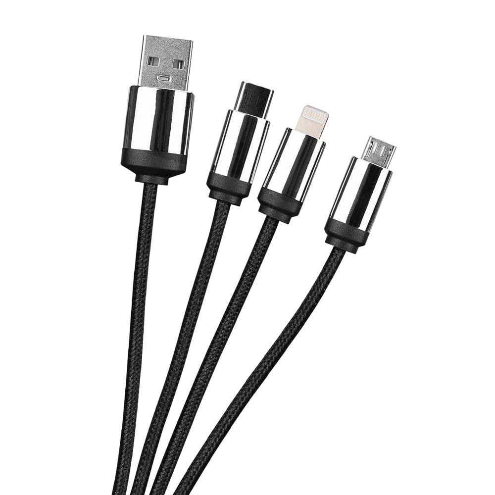 S-link SL-CP100 20cm 2A MicroUSB+Lightning+TypeC 3 in 1 LED Logolu Şarj Kablosu