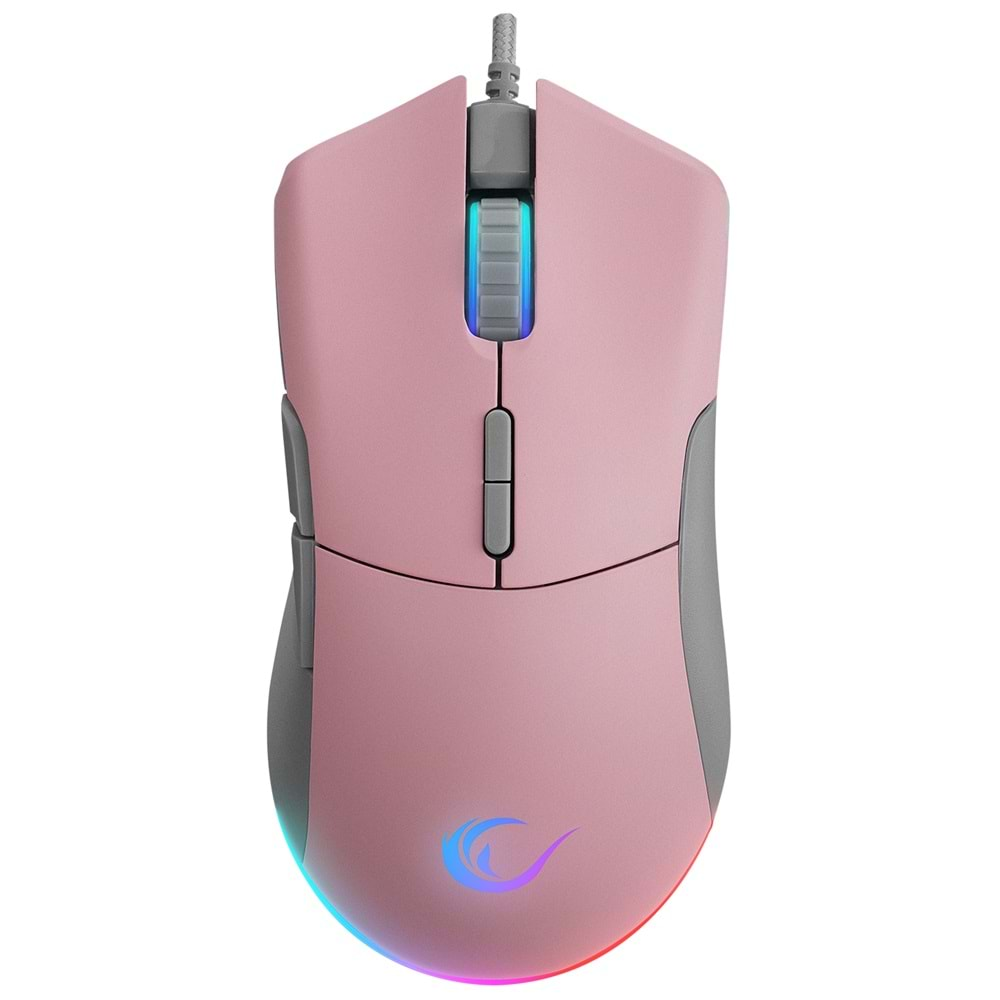 Rampage SMX-R21 COMPACT Usb Pembe/Gri RGB Işıklı+Macro 7200dpi / 1000hz Gaming Oyuncu Mouse