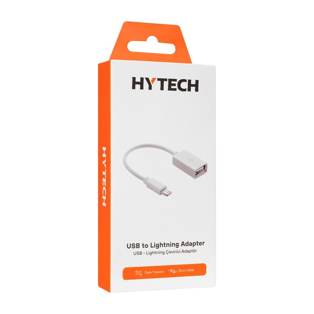 Hytech HY-XO48 Beyaz USB F to Lightning 10cm kablolu OTG Çevirici