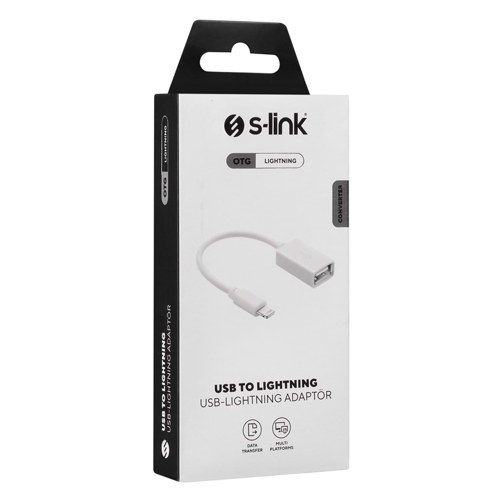 S-link SL-TA74 Beyaz USB F to Lightning 10cm kablolu OTG Çevirici