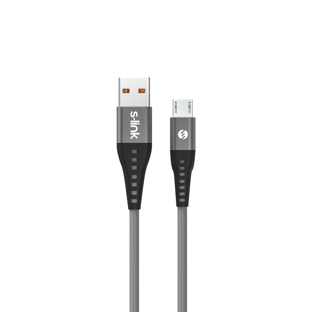 S-link SL-STM60M 3A Fast Şarj Micro Usb Gri Data + Sarj Kablosu