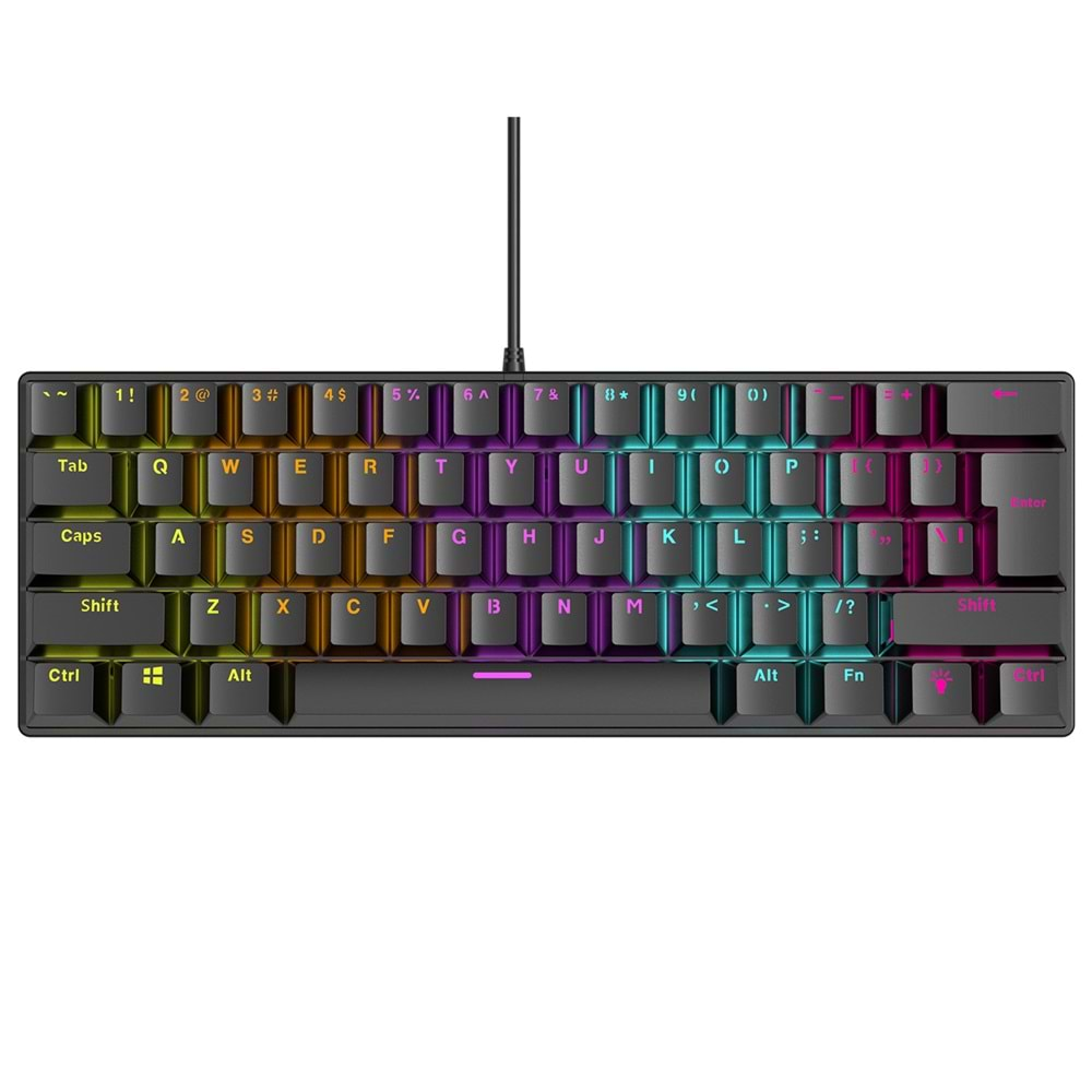 Rampage PLOWER K60 Siyah US Layout English Gaming Oyuncu Klavye Bilek Destekli Blue Switch