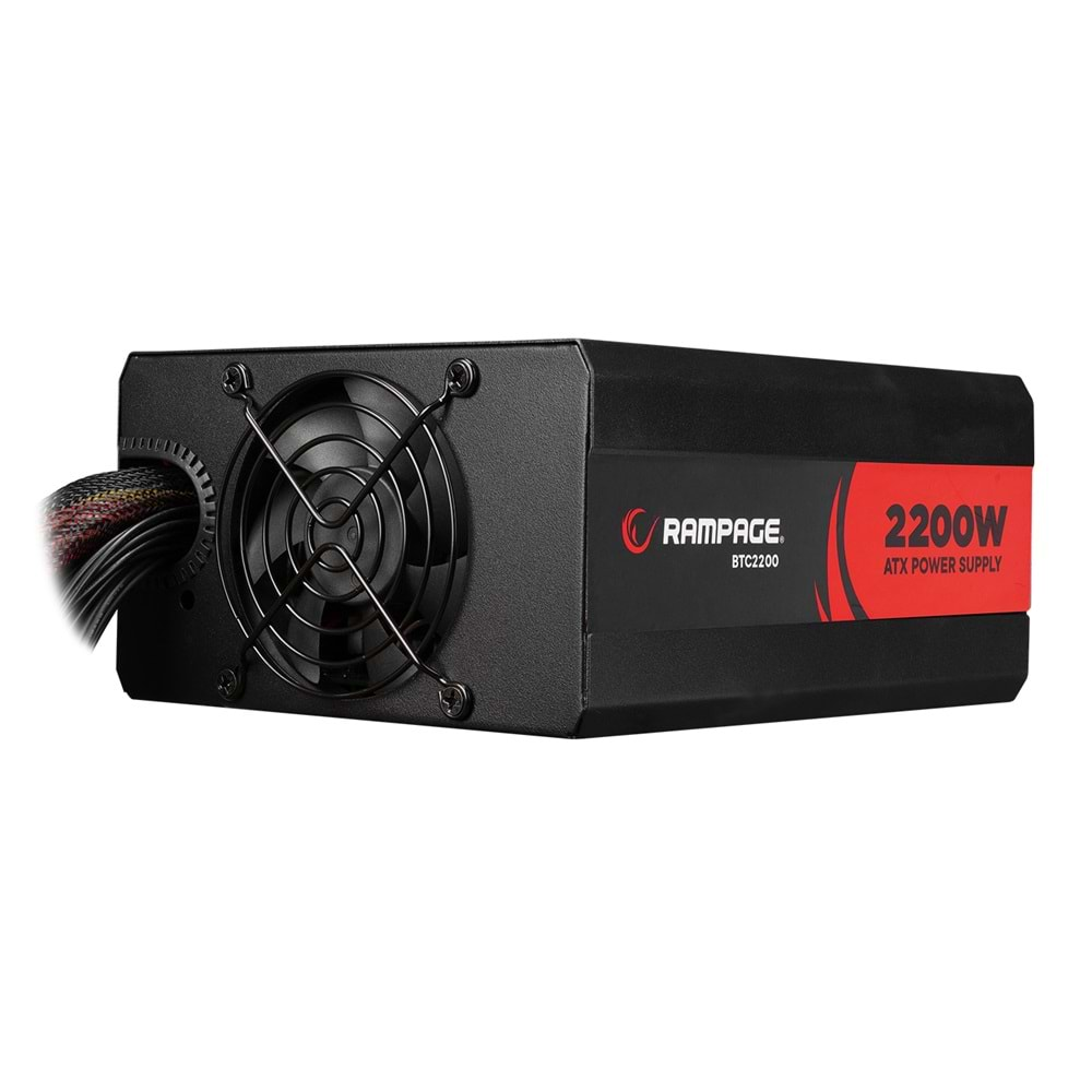 Rampage BTC2200 Real 2200W 16* PCIe VGA Soket 14cm+8cm 2* Fanlı Bitcoin Power Supply