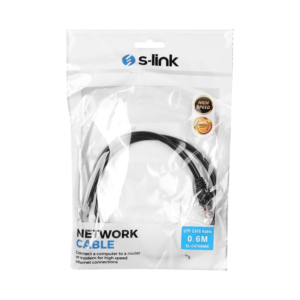 S-link SL-CAT606BK 0,6m Siyah CAT6 Kablosu