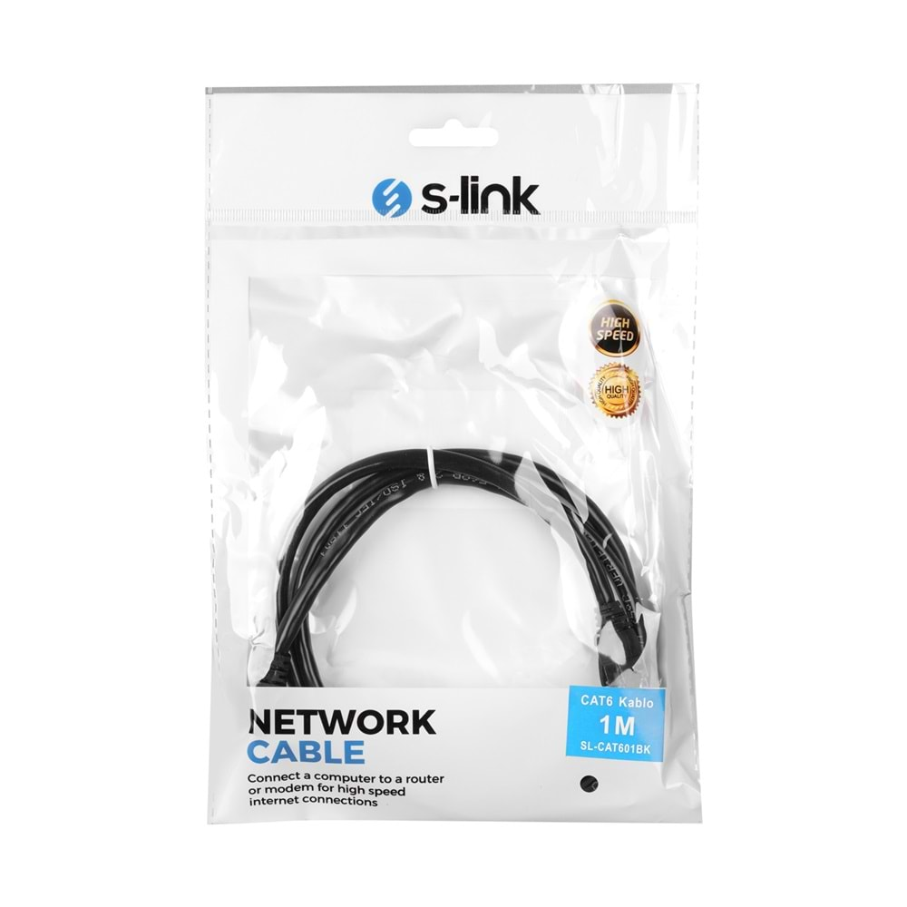 S-link SL-CAT601BK 1m Siyah CAT6 Kablo