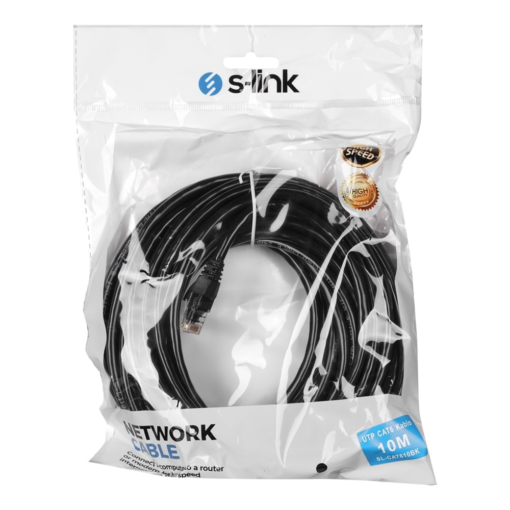 S-link SL-CAT610BK 10m Siyah CAT6 Kablo