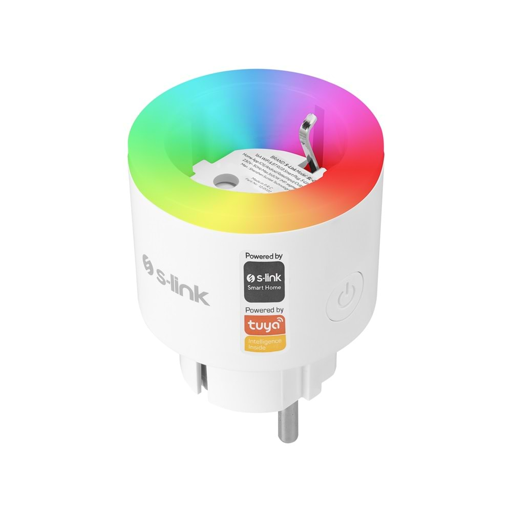 S-link SL-03 16A Akım Korumalı Akıllı Priz RGB Işıklı 2.4 G WIFIBT TUYA Destekli