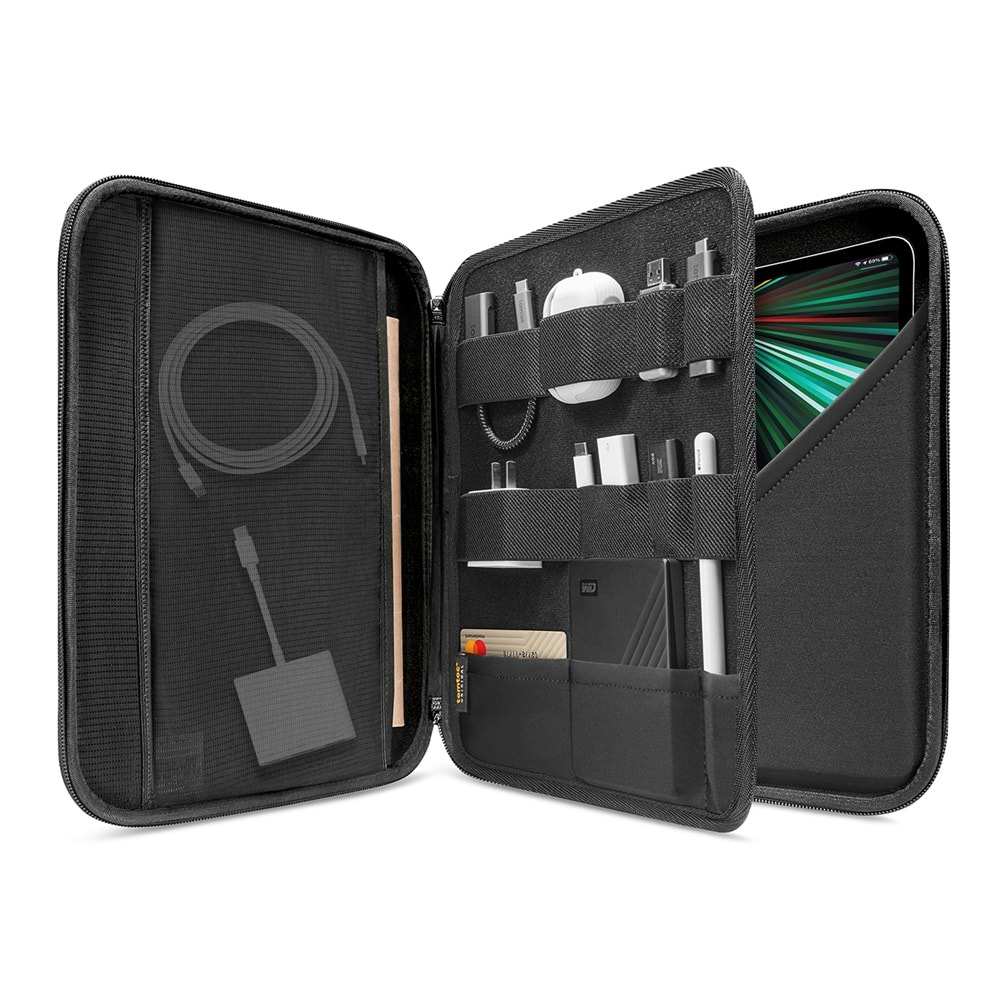 Tomtoc A06-006D01 - B07B1D1 Fancy Case-A06 12.9 Siyah iPad Kılıfı